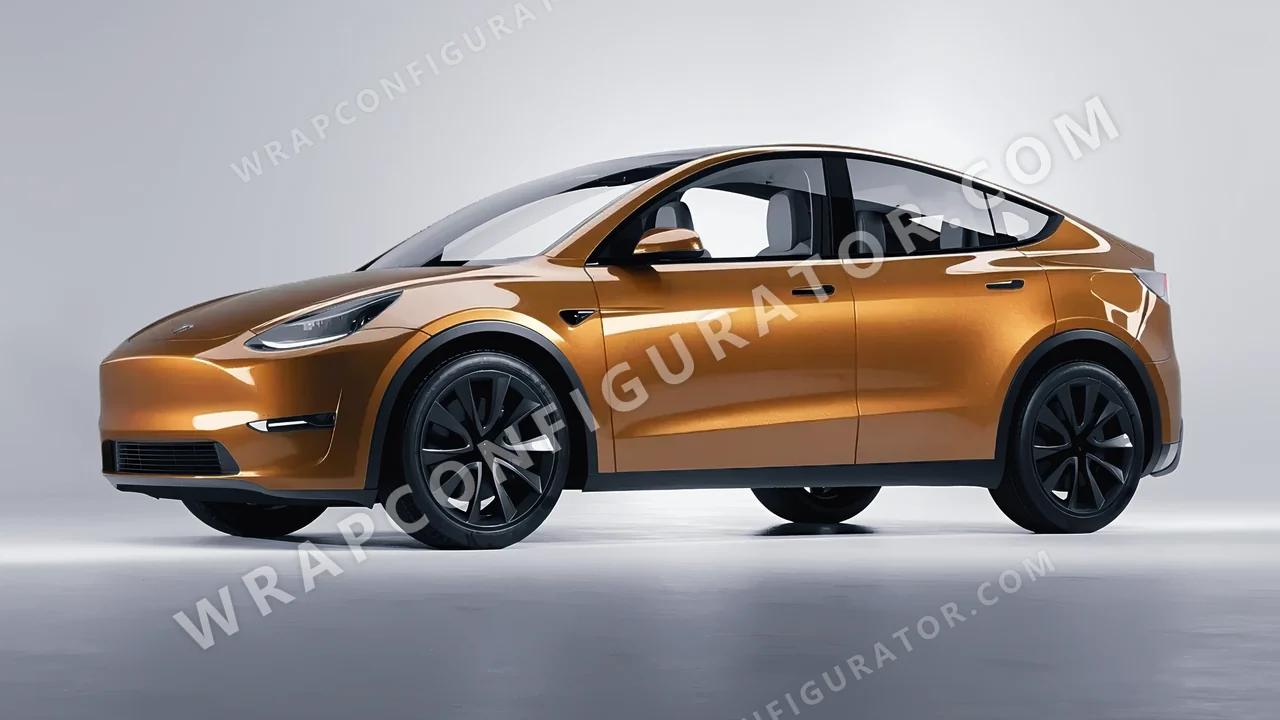 Orange Tesla Model Y 2020 wrapped in Inozetek Dynamic PPF Bronze DPPF928