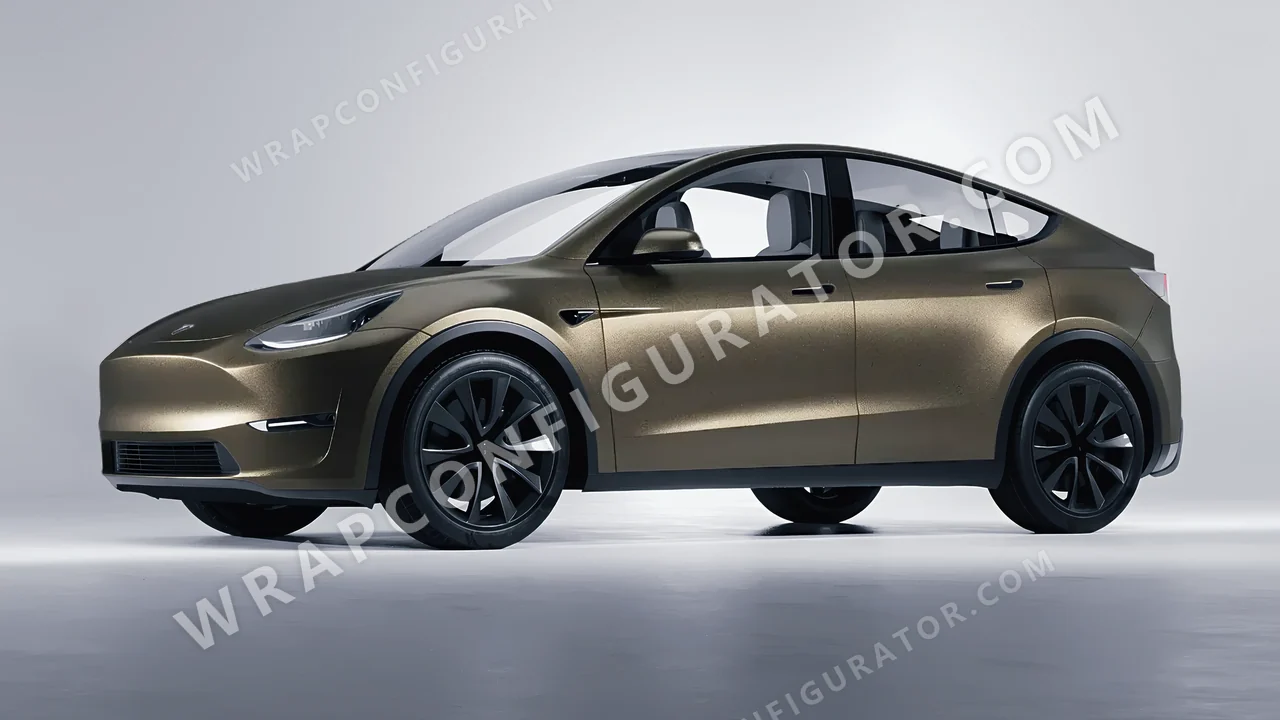 Orange Tesla Model Y 2020 wrapped in KPMF Matt Nero Flare K75556
