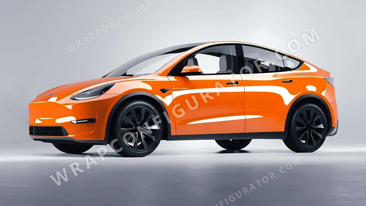 Orange Tesla Model Y 2020 wrapped in ORACAL Daggi Orange 970RA-363G