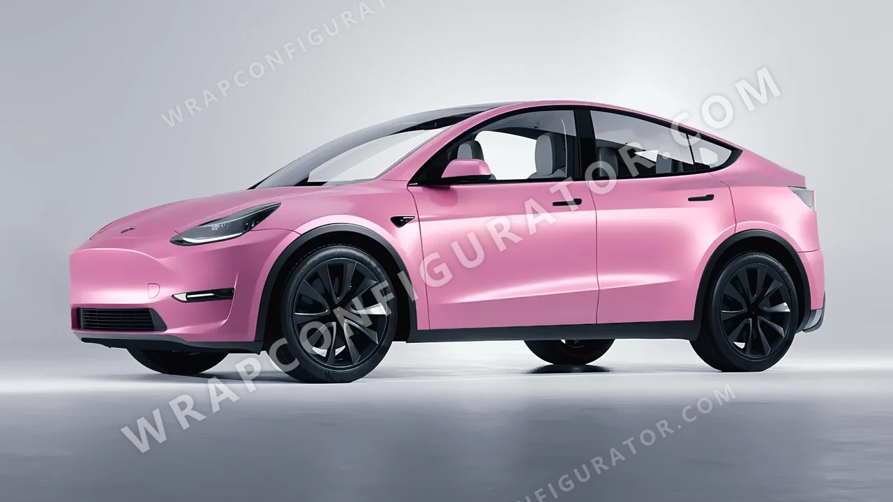 Pink Tesla Model Y 2020 wrapped in Avery Dennison Bubblegum Pink SW900-514-O