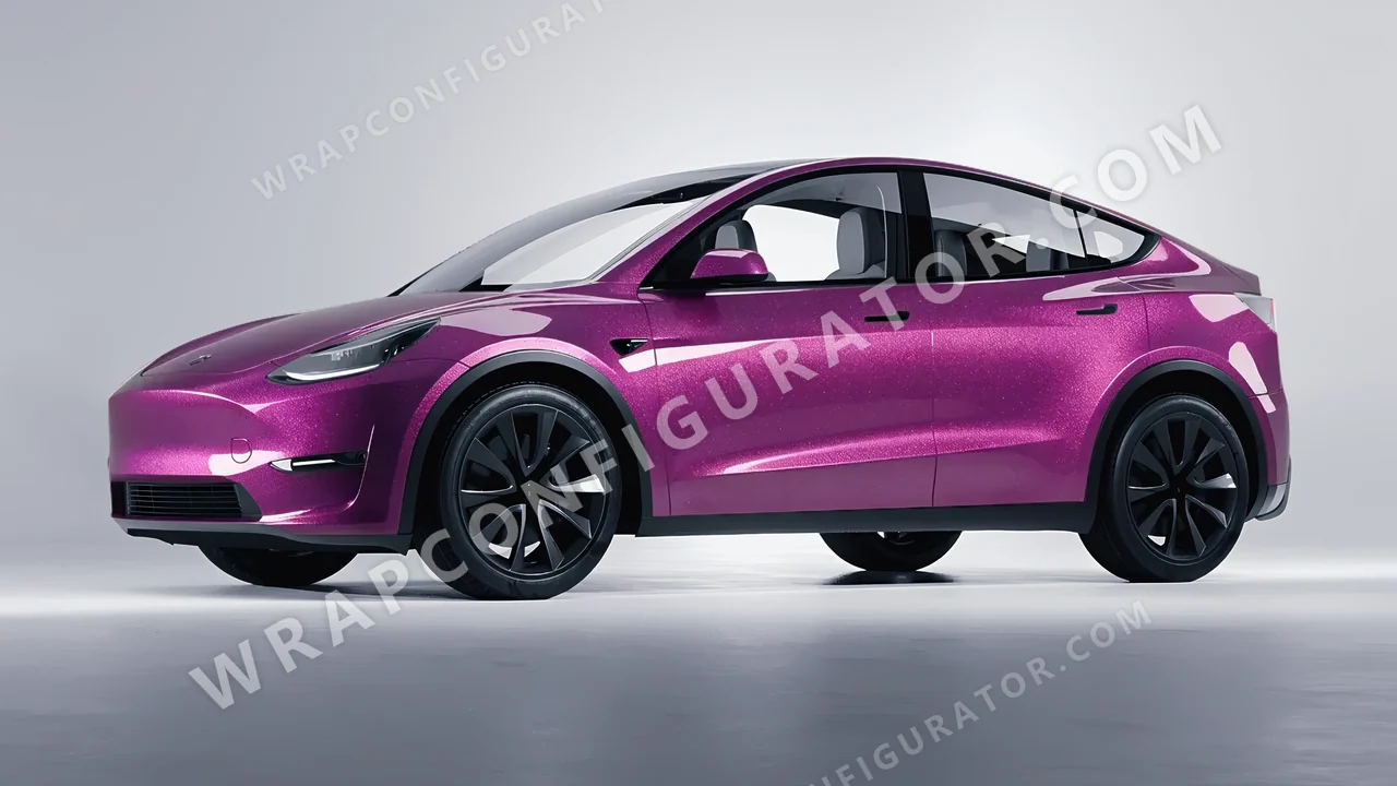 Pink Tesla Model Y 2020 wrapped in Avery Dennison Cosmic Rose SW900-526-M