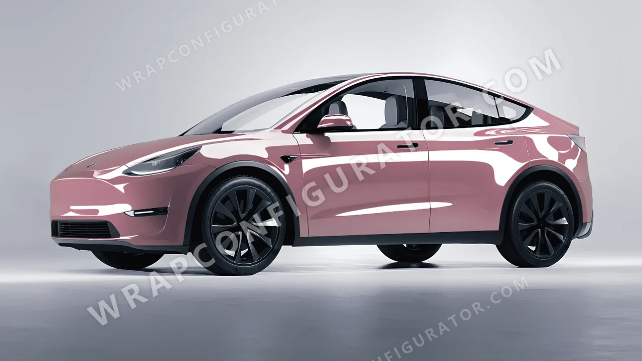 Pink Tesla Model Y 2020 wrapped in Colourshield PPF by HyperPro Dried Pink HGF85-P