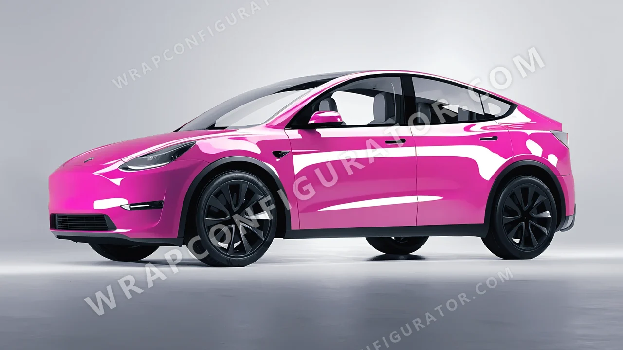 Pink Tesla Model Y 2020 wrapped in ORACAL Soft Pink 970RA-045G