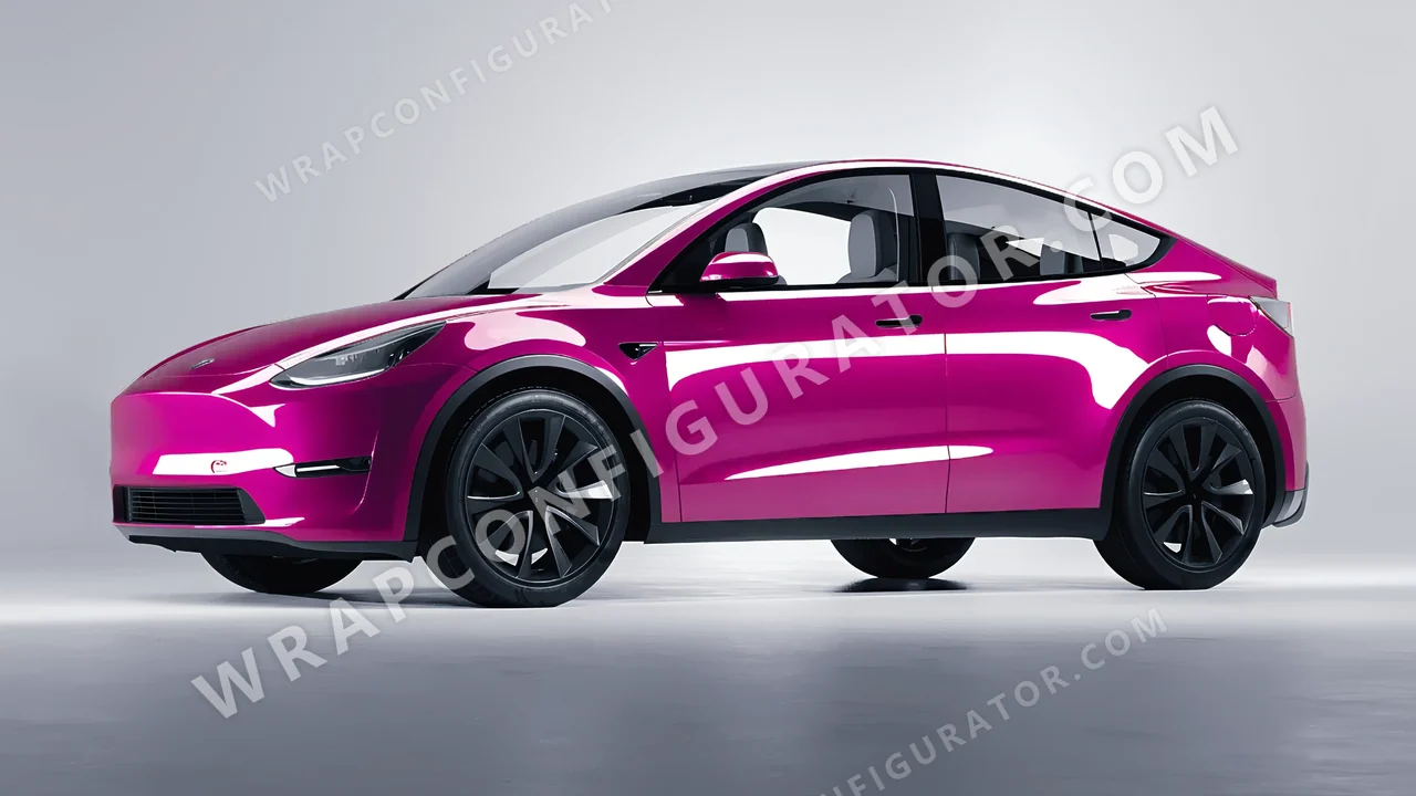 Pink Tesla Model Y 2020 wrapped in ORACAL Telemagenta 970RA-077G