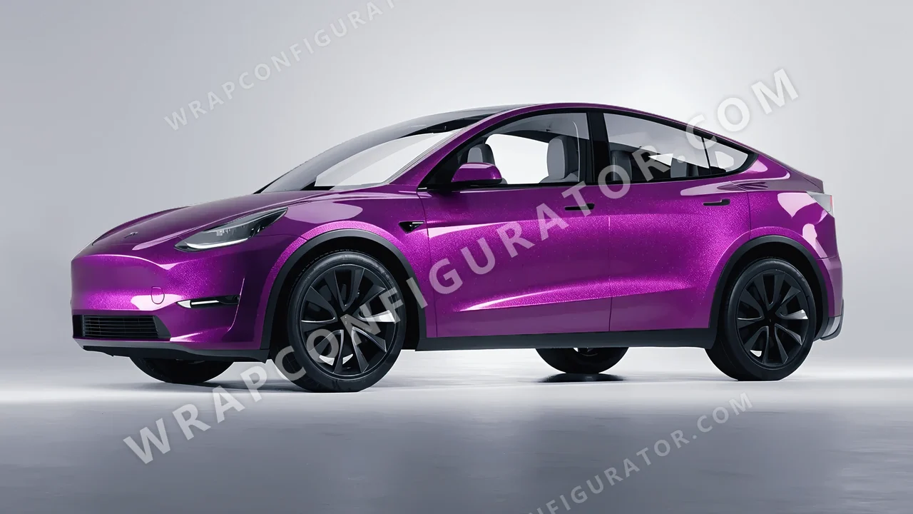 Purple Tesla Model Y 2020 wrapped in Avery Dennison Popstar Concert Purple SW900-521-M