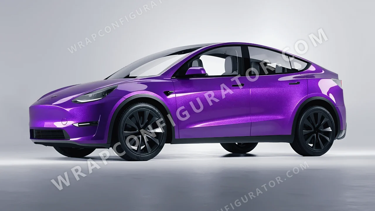 Purple Tesla Model Y 2020 wrapped in Avery Dennison Vibrant Violet SW900-522-M