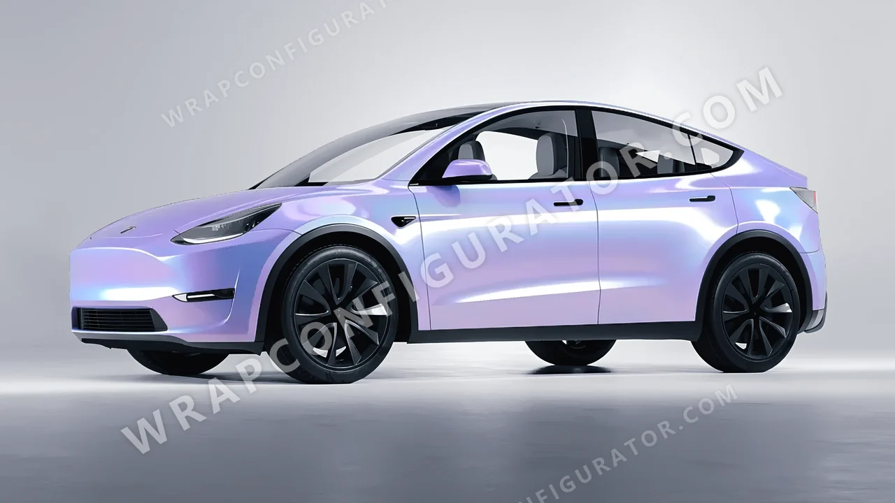 Purple Tesla Model Y 2020 wrapped in Colourshield PPF by HyperPro Aurora Purple CGM08-P