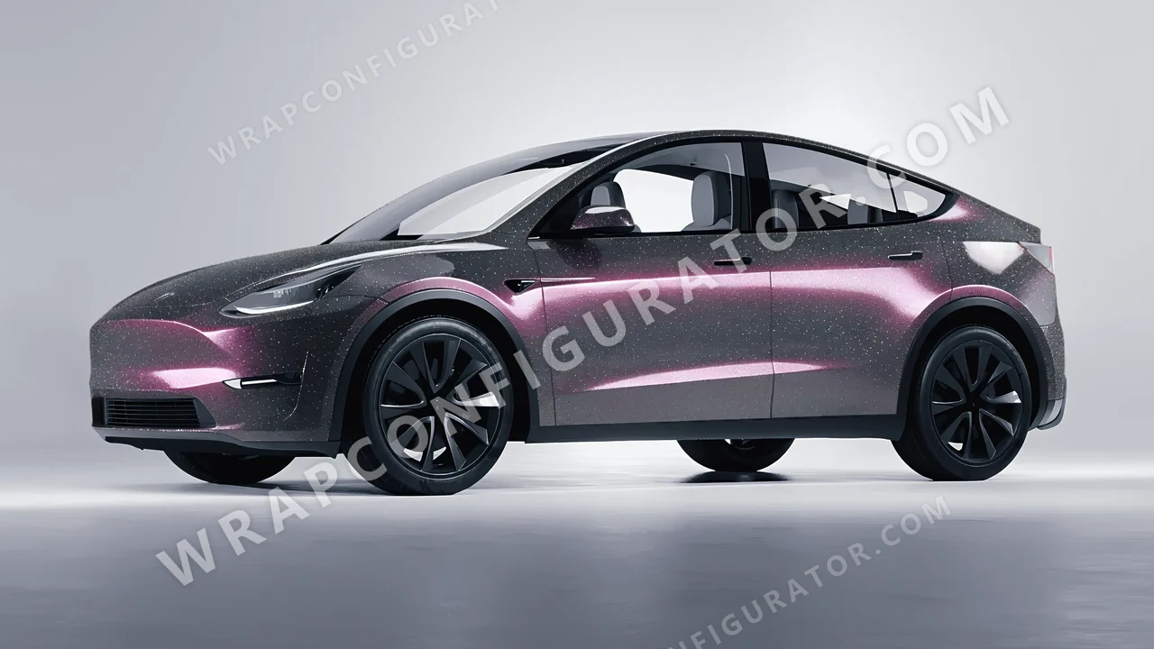 Purple Tesla Model Y 2020 wrapped in Colourshield PPF by HyperPro Gray/Purple CG07-P