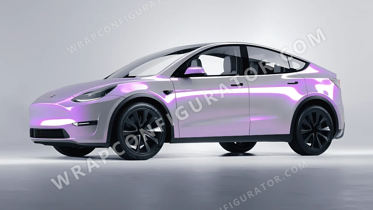 Purple Tesla Model Y 2020 wrapped in Colourshield PPF by HyperPro Gray Purple CGM07-P