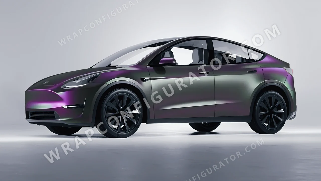Purple Tesla Model Y 2020 wrapped in Colourshield PPF by HyperPro Gray/Purple MSF47-P