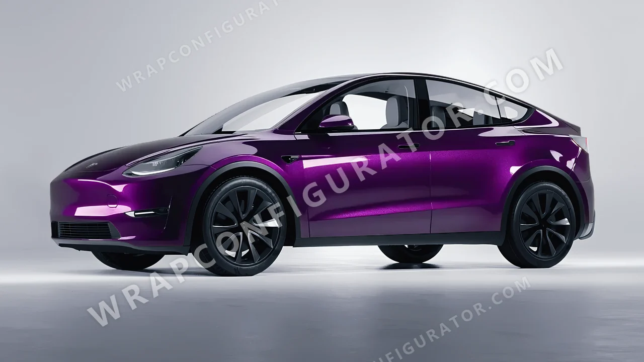Purple Tesla Model Y 2020 wrapped in Colourshield PPF by HyperPro Midnight Purple HGM42-P