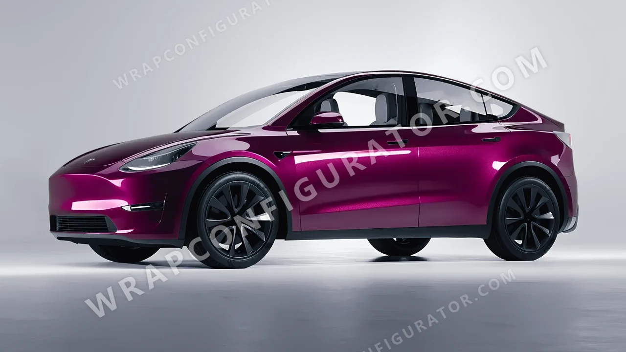 Purple Tesla Model Y 2020 wrapped in Colourshield PPF by HyperPro Mulberry Purple HGM80-P