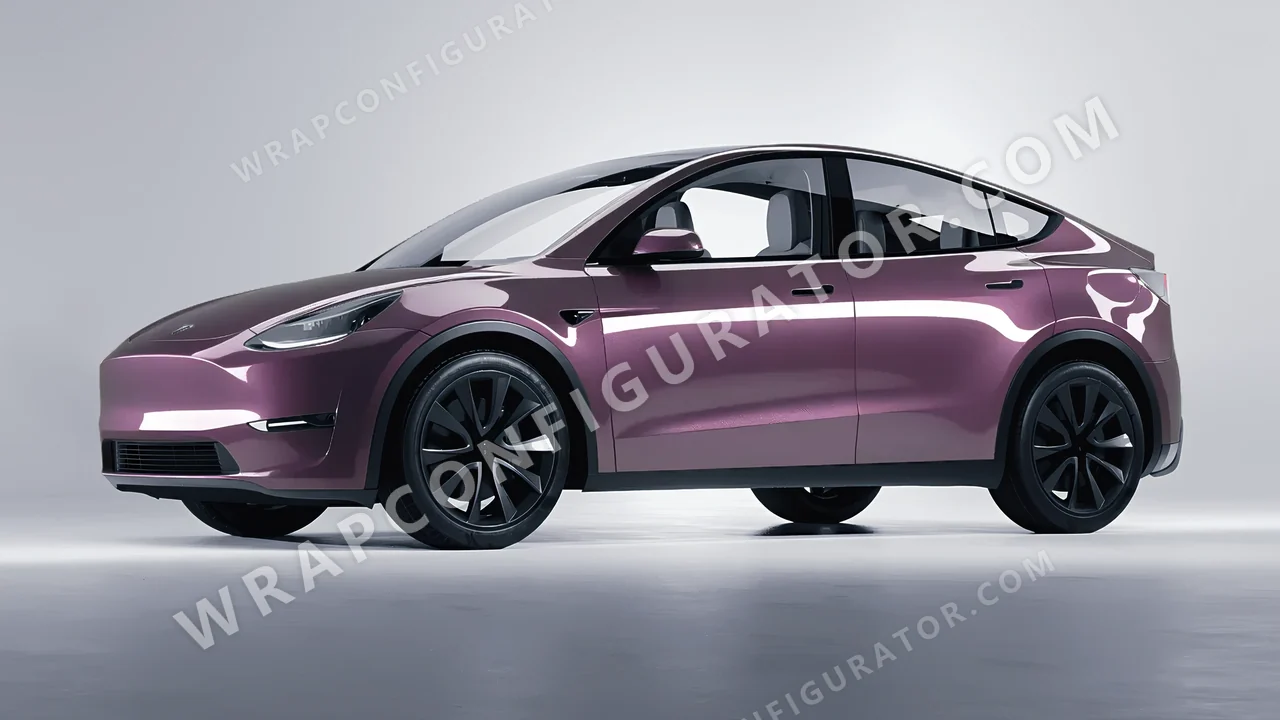 Purple Tesla Model Y 2020 wrapped in Colourshield PPF by HyperPro Smoke Purple GAF22-P