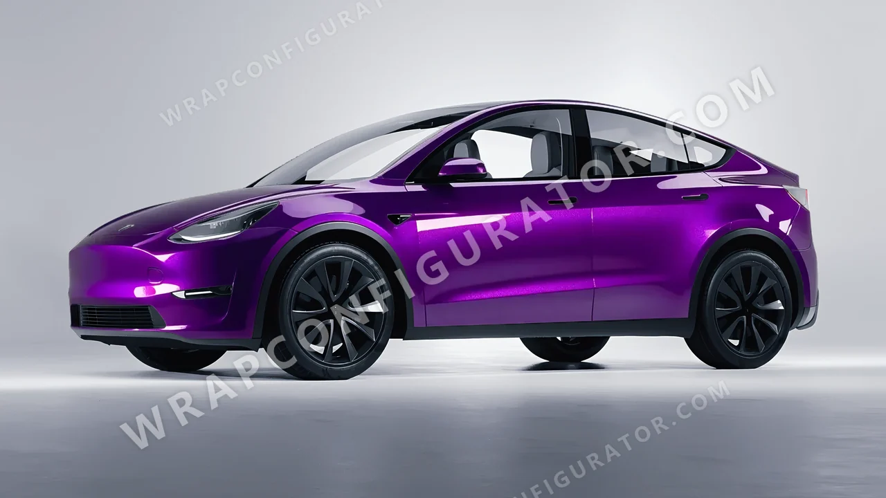 Purple Tesla Model Y 2020 wrapped in Colourshield PPF by HyperPro Velour Purple HGM78-P