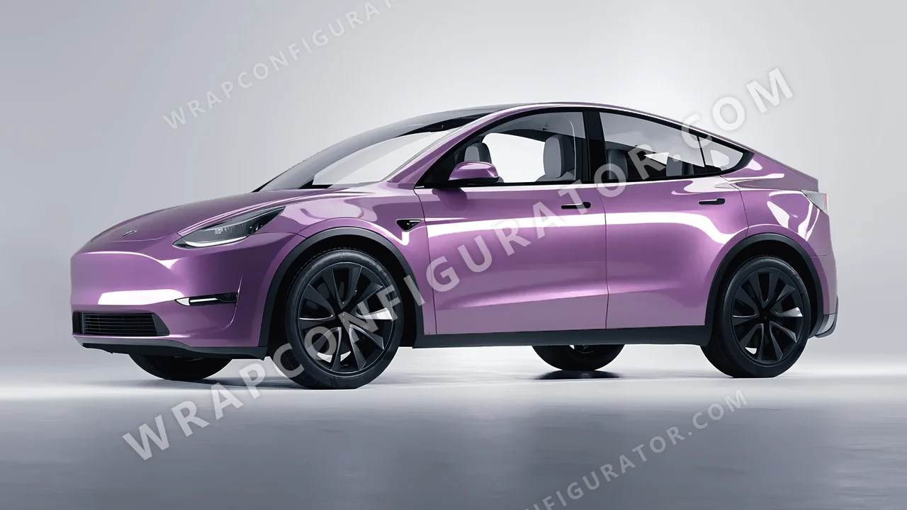 Purple Tesla Model Y 2020 wrapped in Colourshield PPF by HyperPro Wisteria Purple GAF50-P