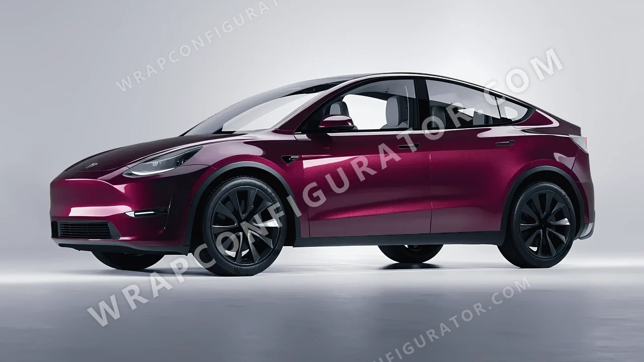 Purple Tesla Model Y 2020 wrapped in Inozetek Dynamic PPF Bunny One Purple RB101