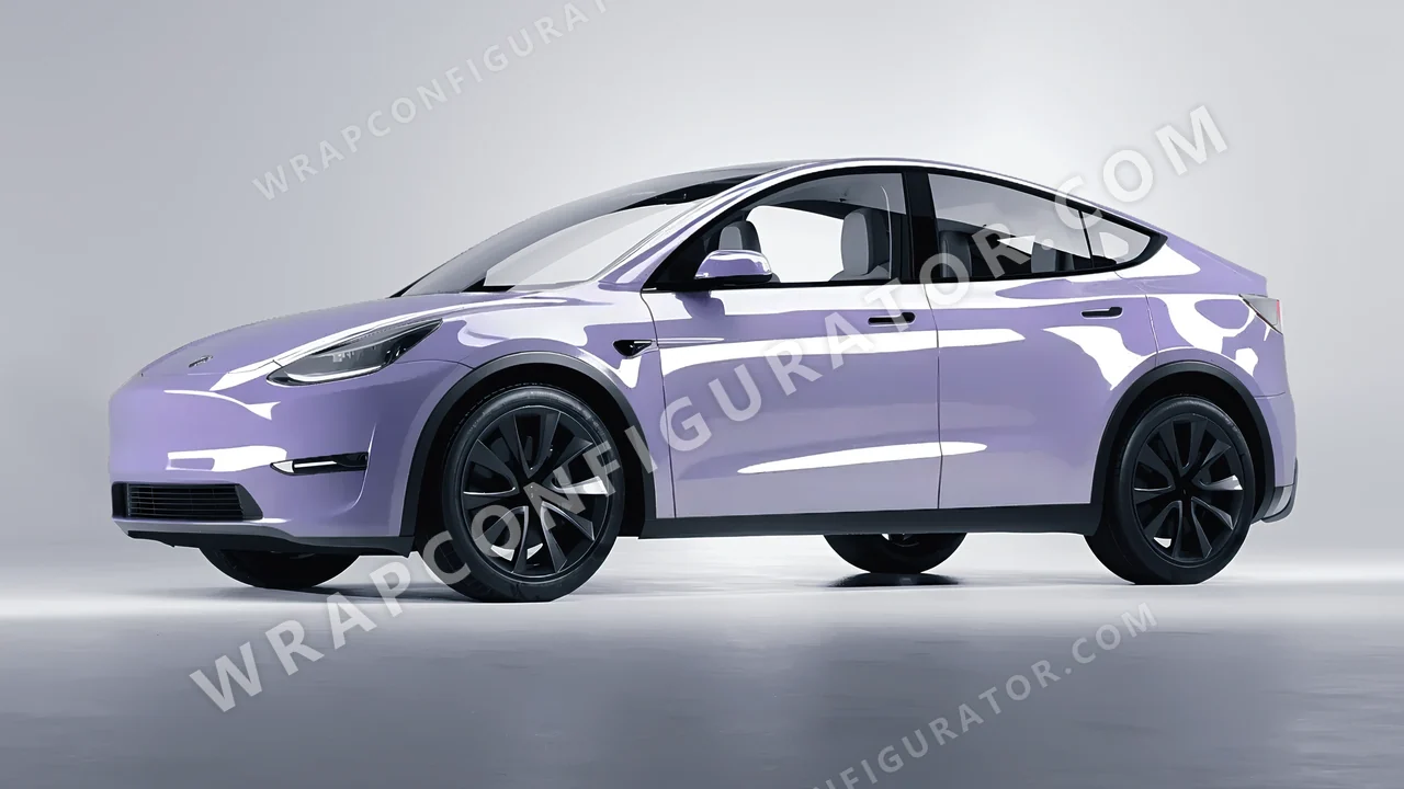 Purple Tesla Model Y 2020 wrapped in Inozetek Dynamic PPF Grey Violet DPPF938
