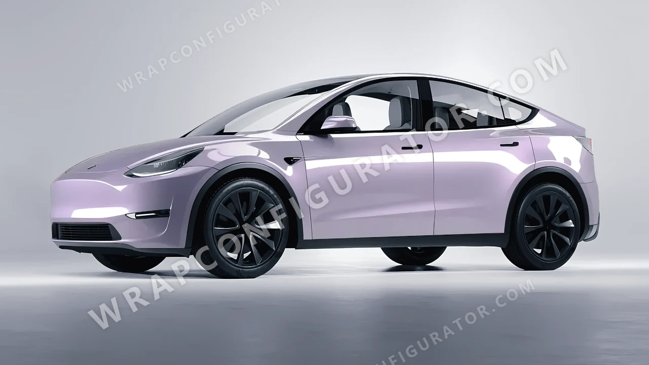 Purple Tesla Model Y 2020 wrapped in Inozetek Dynamic PPF Provence Purple DPPF708