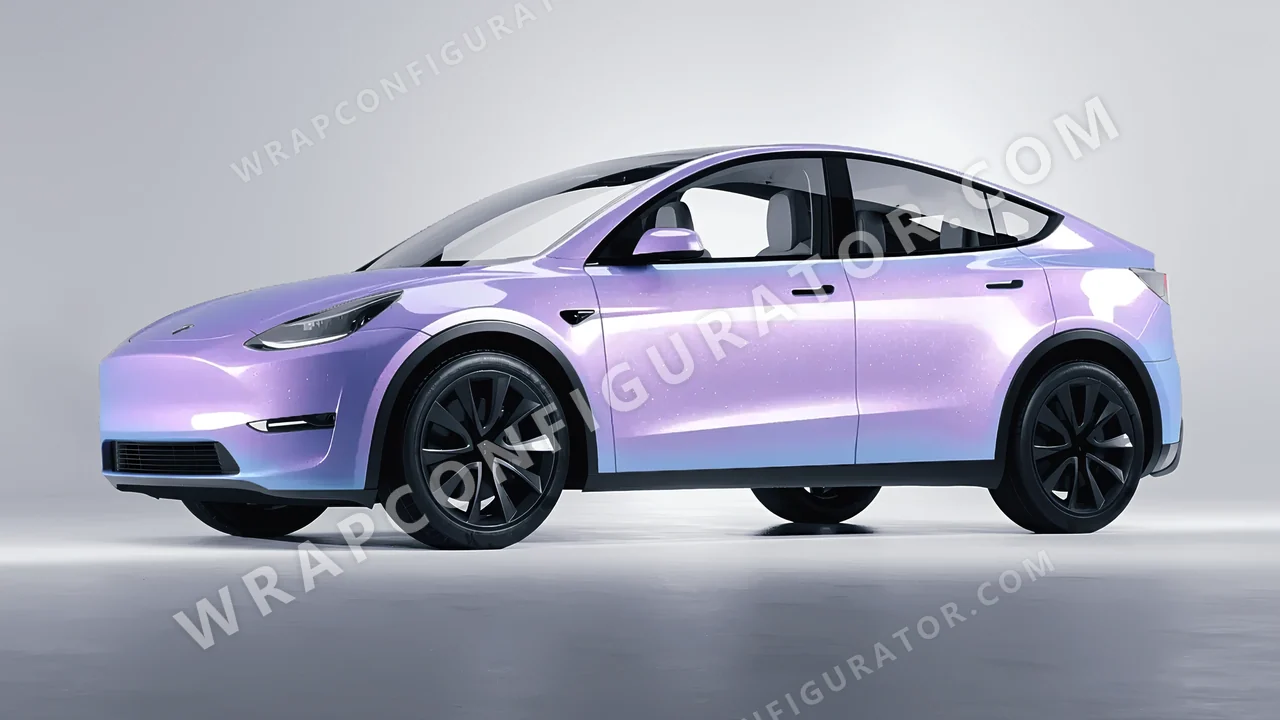 Purple Tesla Model Y 2020 wrapped in Inozetek Dynamic PPF Purple DPPF939