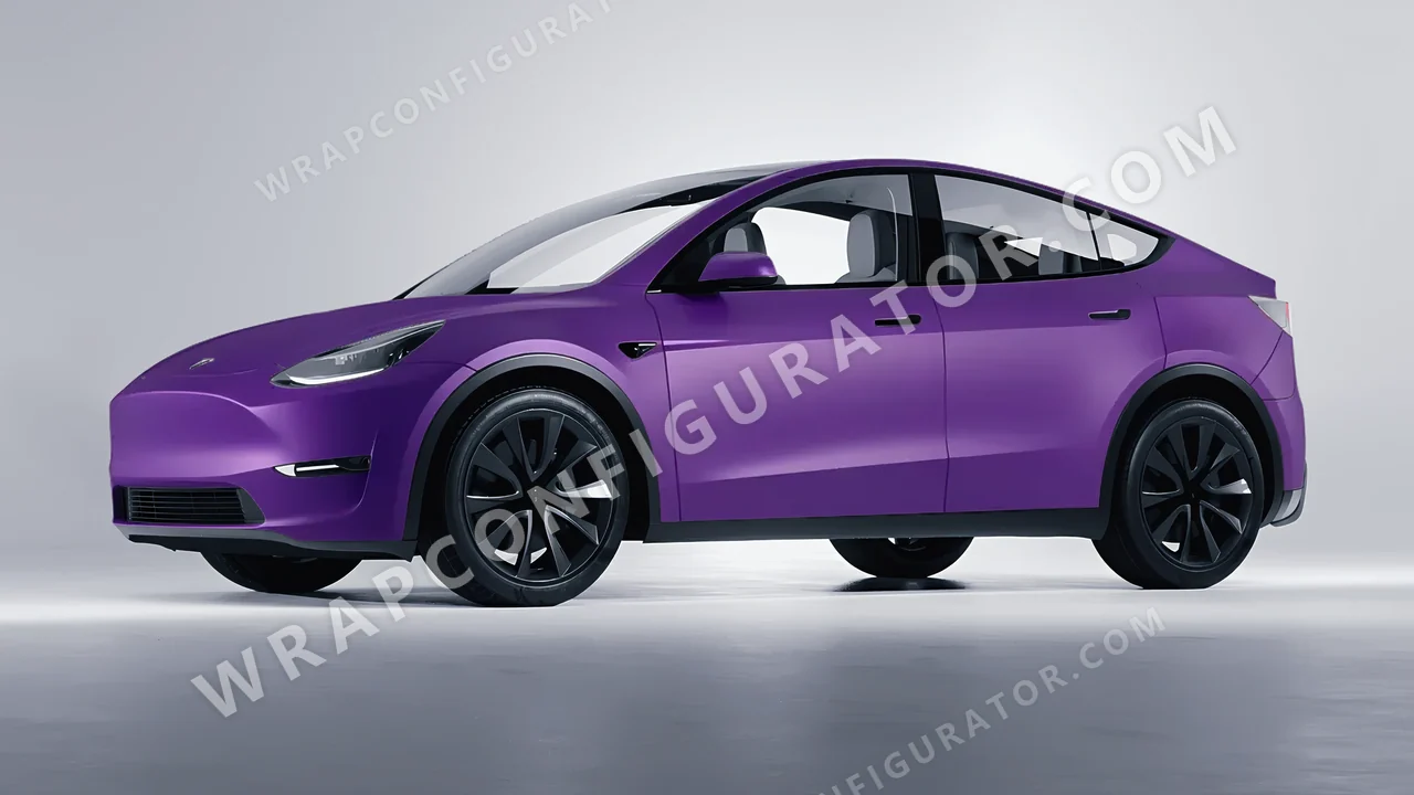 Purple Tesla Model Y 2020 wrapped in KPMF Absolute Matt Royal Amethyst K75803