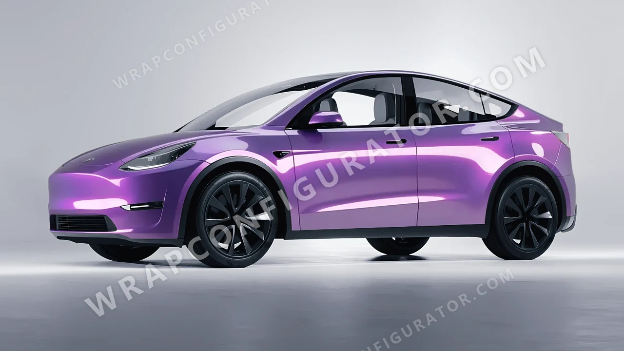 Purple Tesla Model Y 2020 wrapped in KPMF Violet Haze K75473