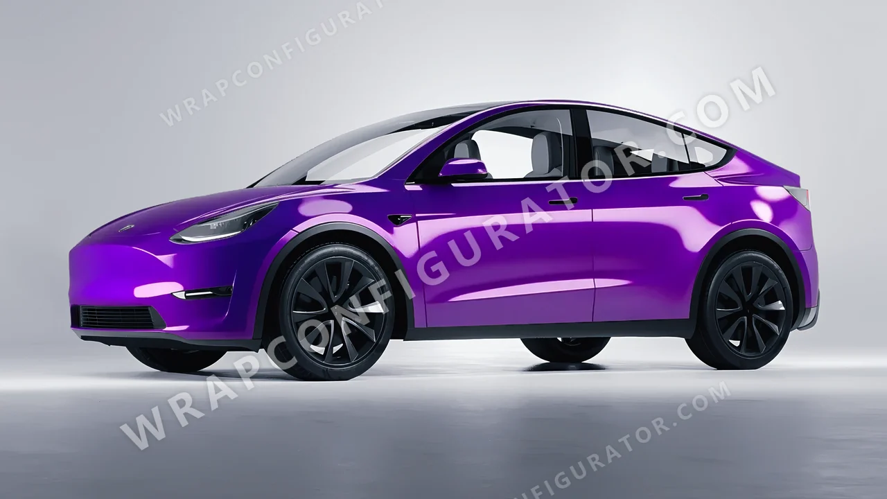 Purple Tesla Model Y 2020 wrapped in ORACAL Enchanted Violet 970RA-175G