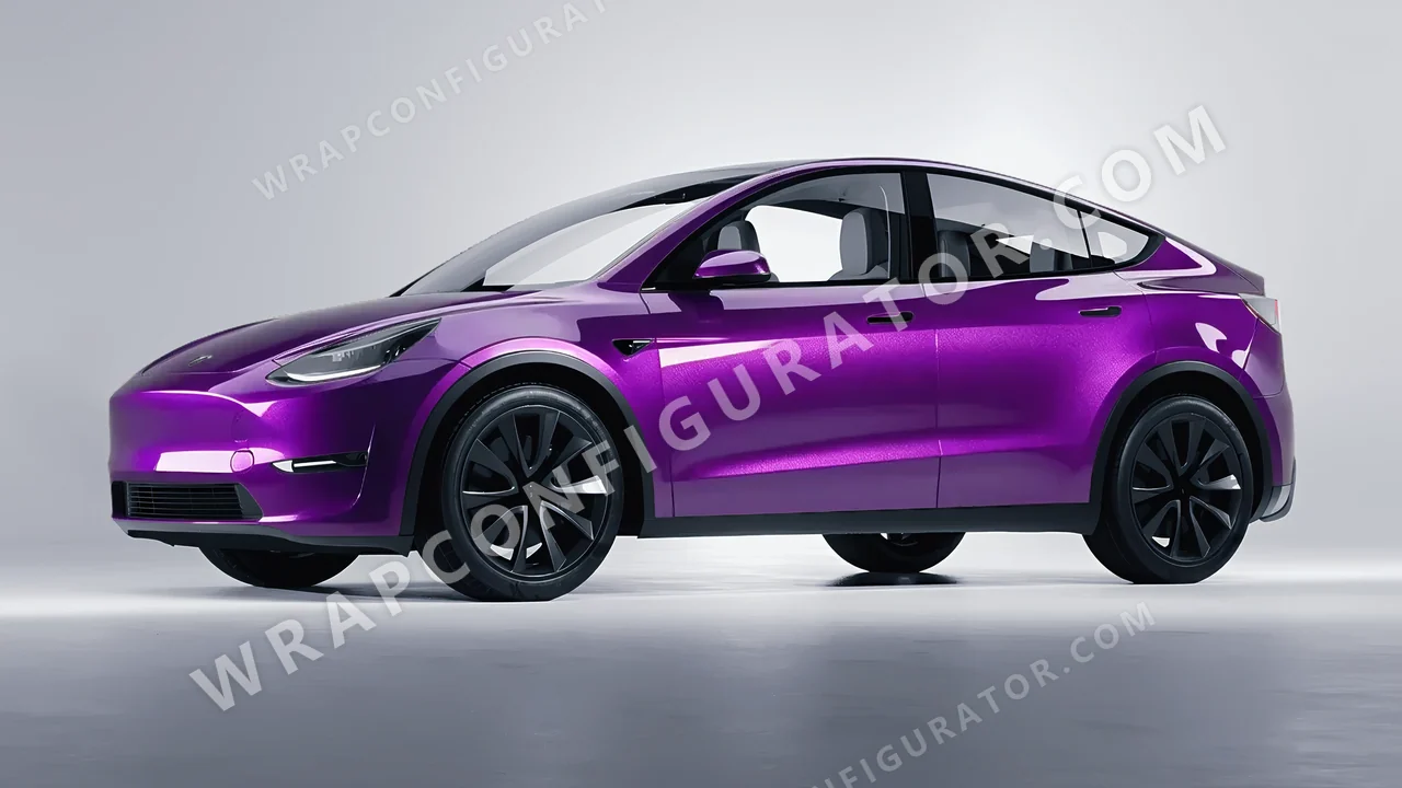 Purple Tesla Model Y 2020 wrapped in ORACAL Violet 970RA-406G