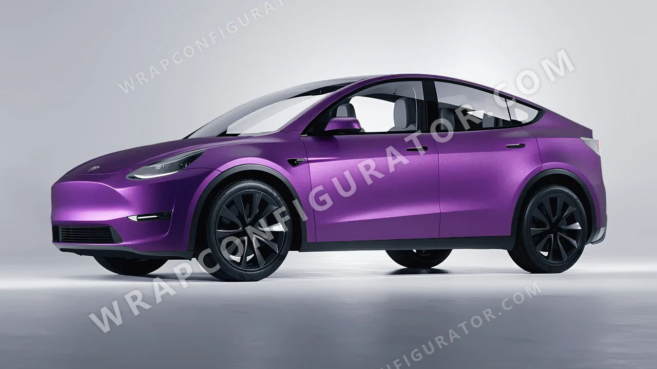 Purple Tesla Model Y 2020 wrapped in ORACAL Violet 970RA-406M
