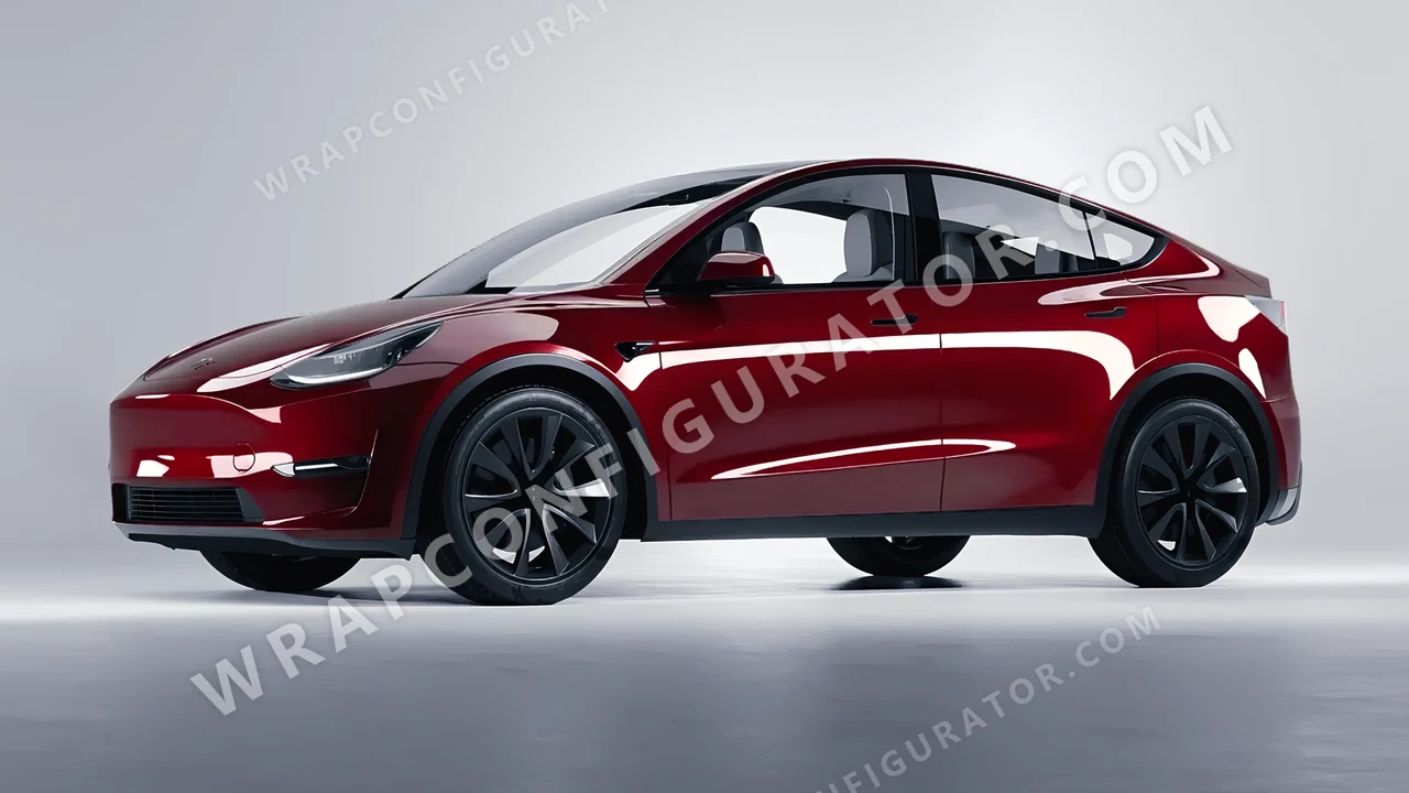 Red Tesla Model Y 2020 wrapped in Avery Dennison Burgundy SW900-475-O