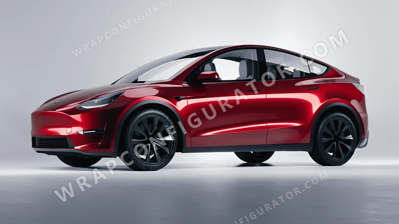 Red Tesla Model Y 2020 wrapped in Avery Dennison Gloss Passion Red SW900-448-S