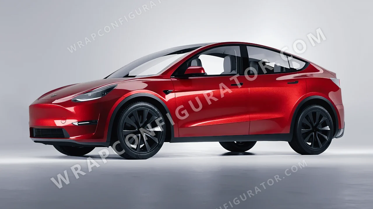 Red Tesla Model Y 2020 wrapped in Avery Dennison Pure Red SW900-401-M