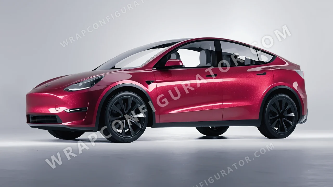 Red Tesla Model Y 2020 wrapped in Avery Dennison Spark SW900-419-M