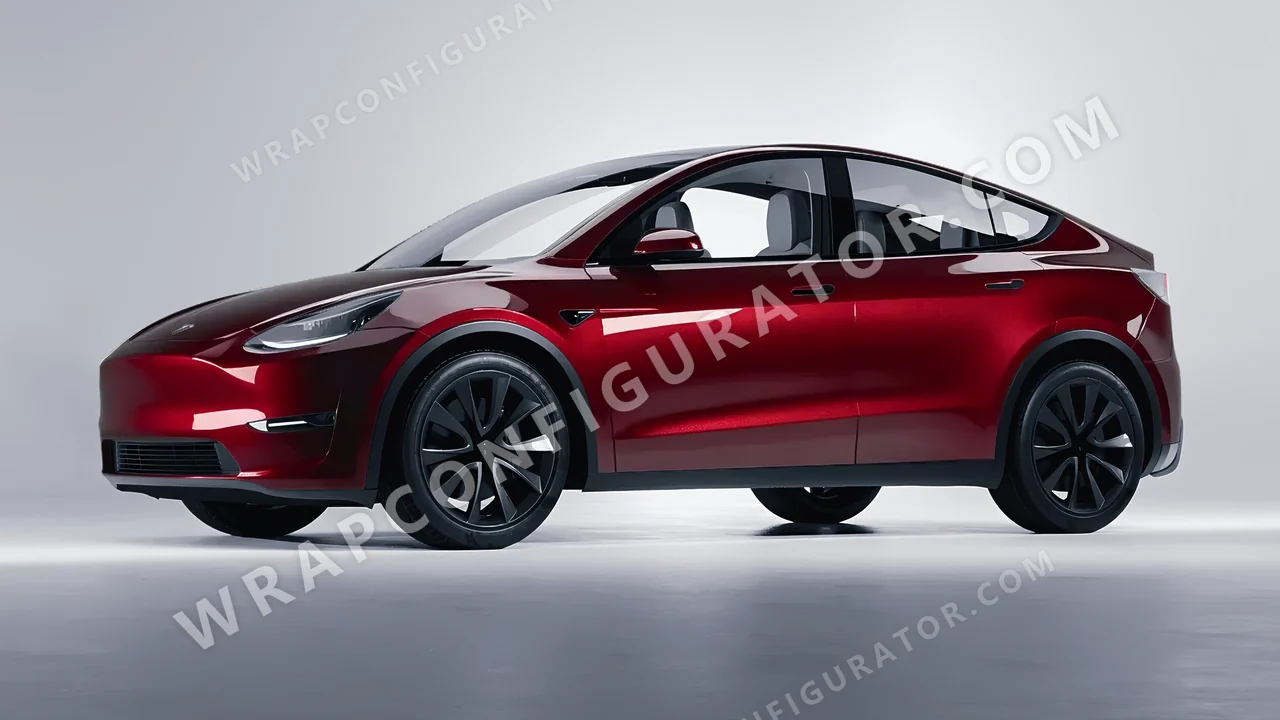 Red Tesla Model Y 2020 wrapped in Colourshield PPF by HyperPro Blood Red HGM75-P