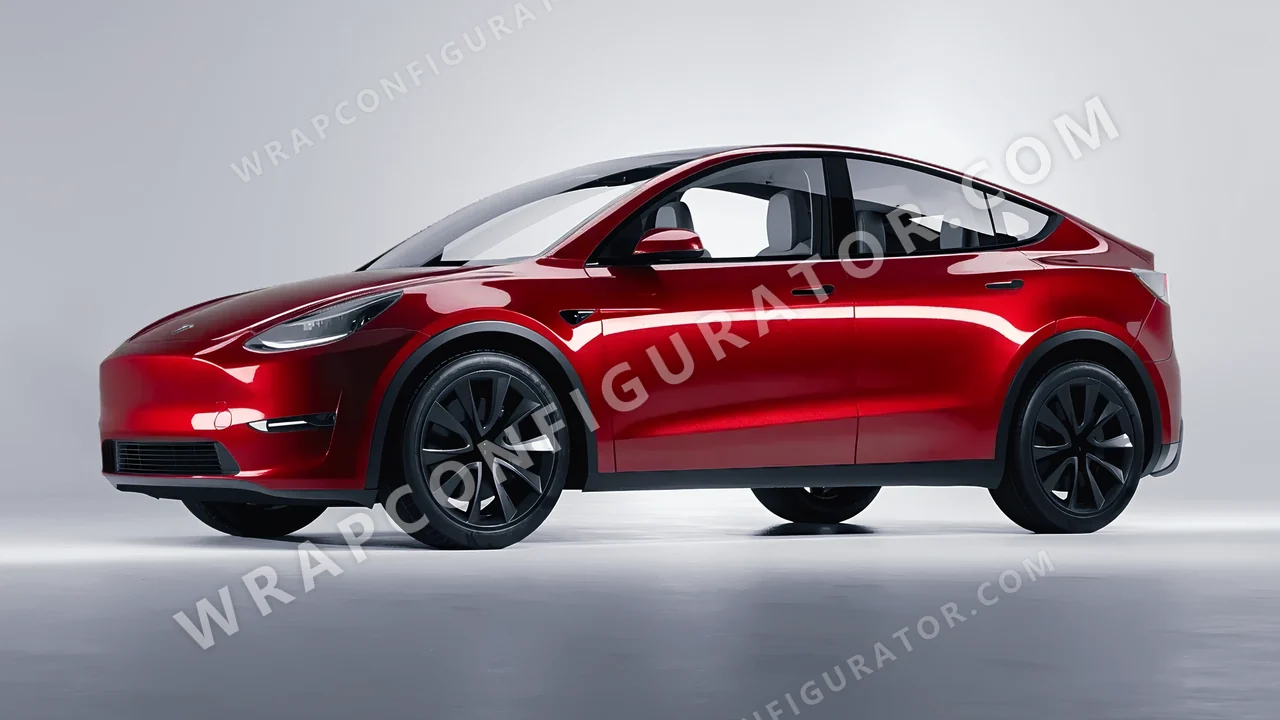 Red Tesla Model Y 2020 wrapped in Colourshield PPF by HyperPro Bright Red HGM34-P