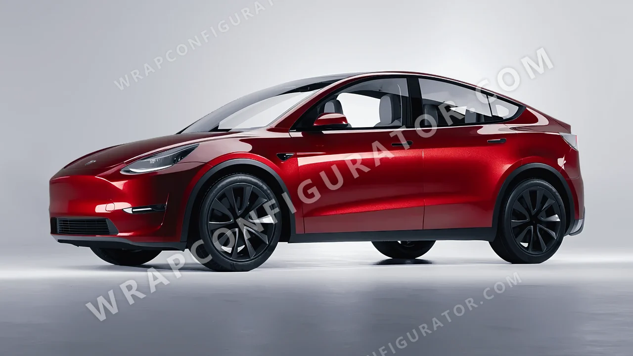 Red Tesla Model Y 2020 wrapped in Colourshield PPF by HyperPro Cherries Red GAF06-P