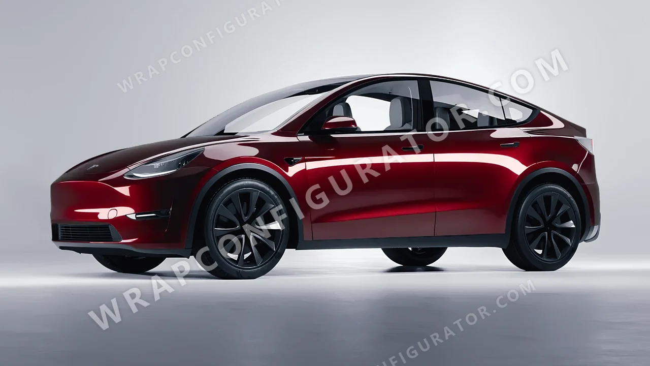 Red Tesla Model Y 2020 wrapped in Colourshield PPF by HyperPro Dark Red GAF13-P