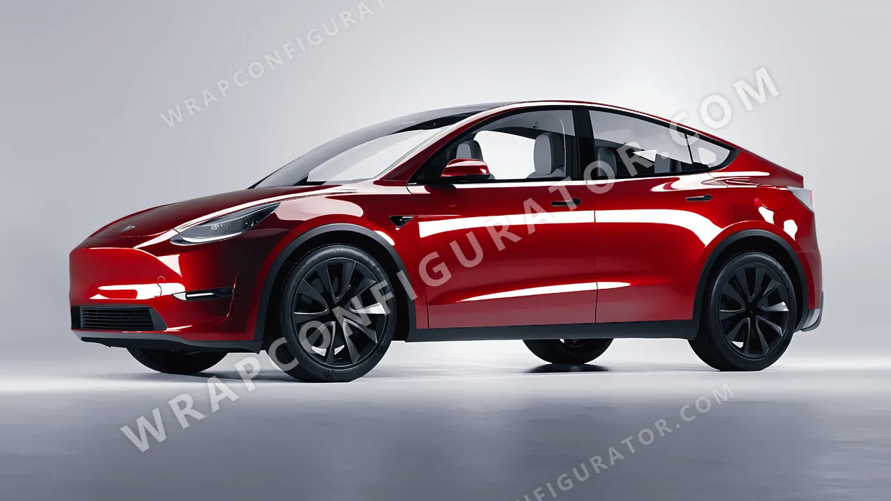 Red Tesla Model Y 2020 wrapped in Colourshield PPF by HyperPro Fiery Red HGF83-P