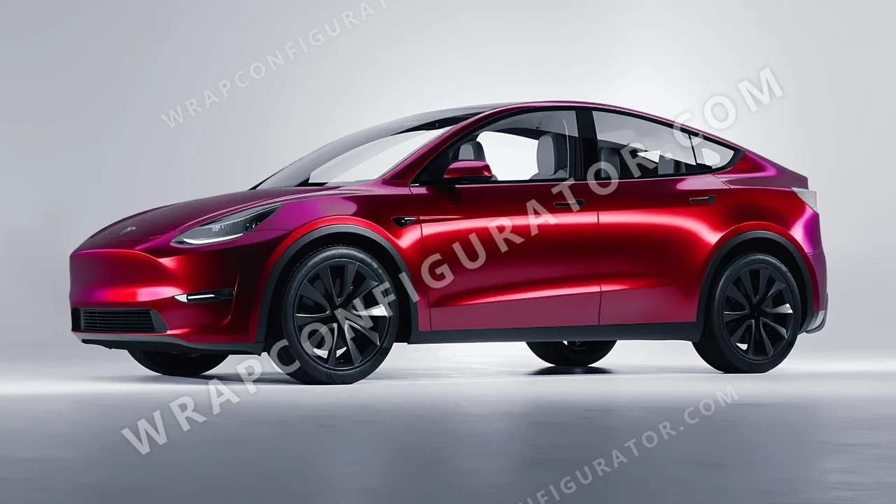 Red Tesla Model Y 2020 wrapped in Colourshield PPF by HyperPro Ghost Red MSF28-P