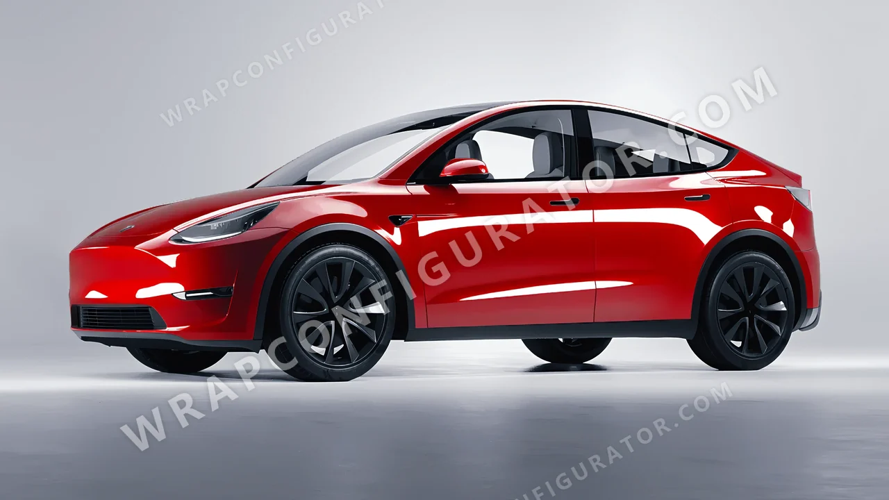 Red Tesla Model Y 2020 wrapped in Colourshield PPF by HyperPro Red HGF09-P