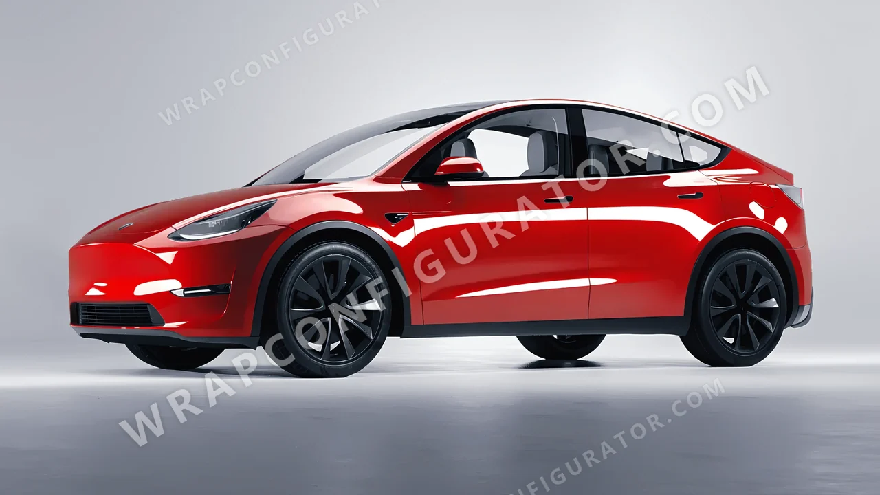 Red Tesla Model Y 2020 wrapped in Colourshield PPF by HyperPro Tomato Red HGF71-P