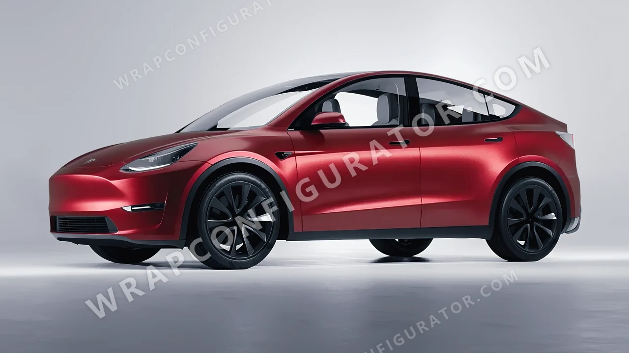 Red Tesla Model Y 2020 wrapped in Inozetek Dynamic PPF Blood Red DPPF806