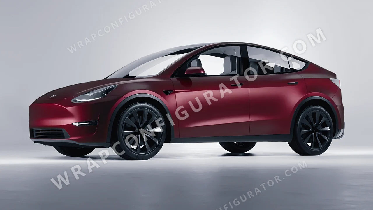 Red Tesla Model Y 2020 wrapped in KPMF Frozen Ruby Matt K75573