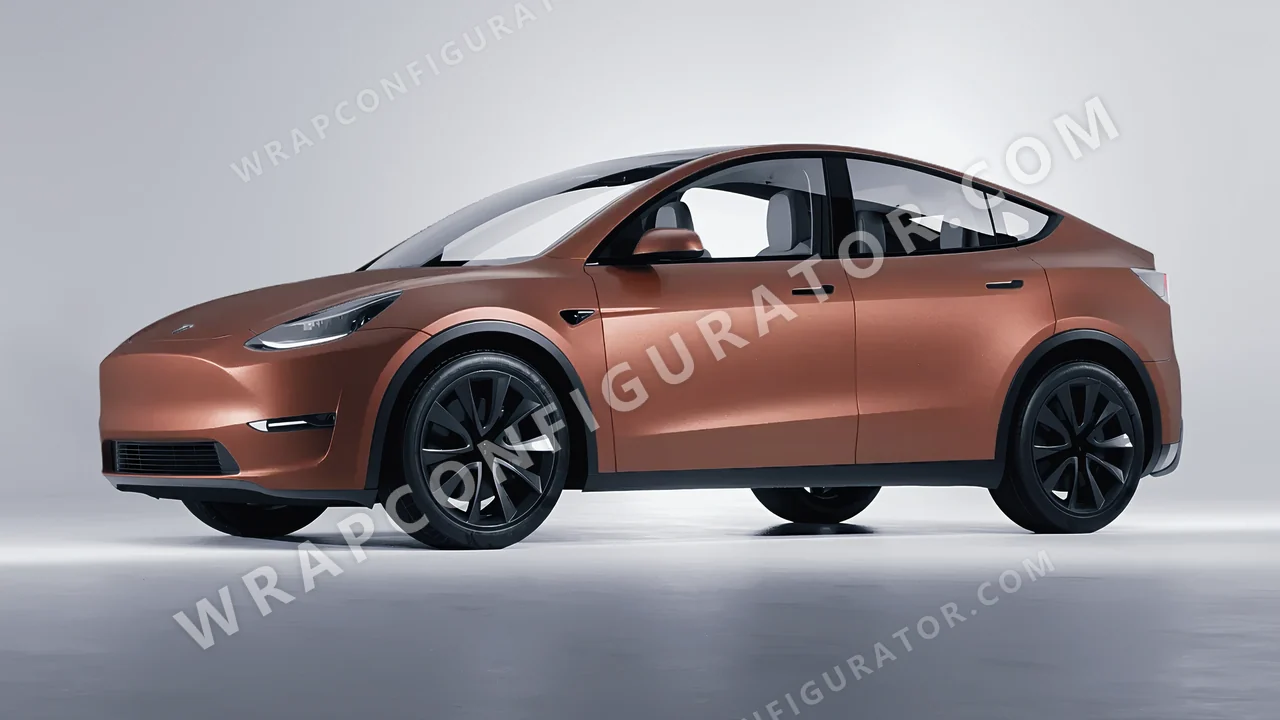Red Tesla Model Y 2020 wrapped in KPMF Matt Russet Red K75545