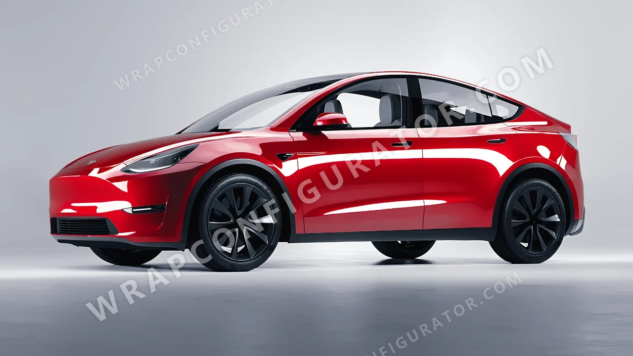Red Tesla Model Y 2020 wrapped in ORACAL Chili Red 970RA-371G