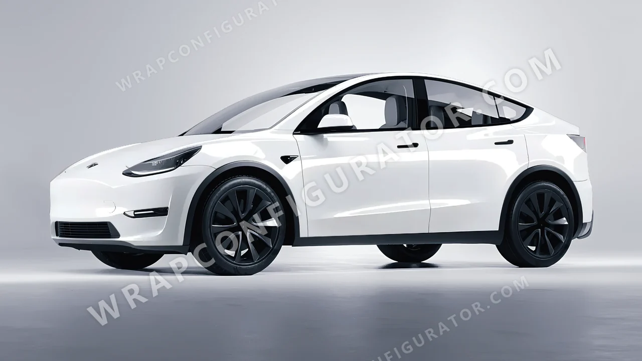White Tesla Model Y 2020 wrapped in 3M Gloss White Aluminum G120