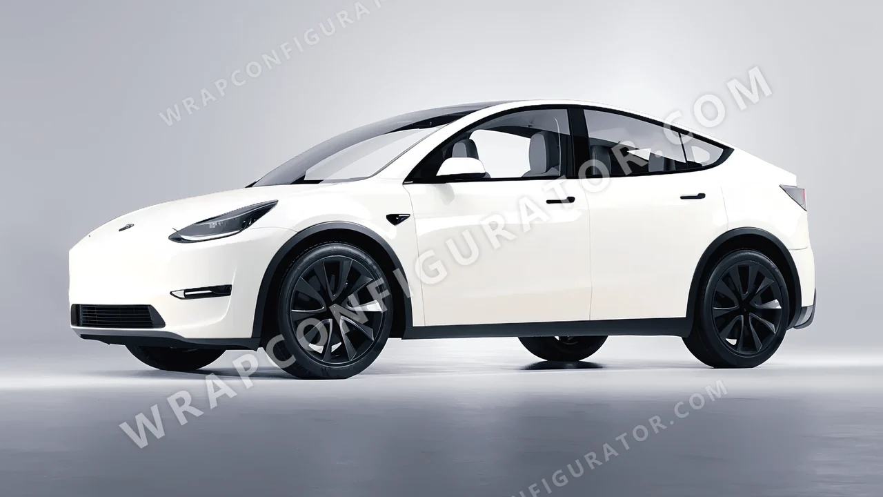 White Tesla Model Y 2020 wrapped in Inozetek Dynamic PPF Championship White DPPF702