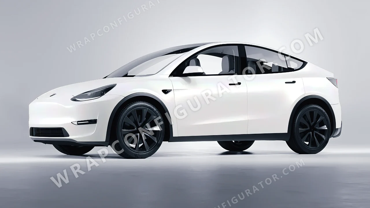 White Tesla Model Y 2020 wrapped in KPMF Matt Crystalline White K75540