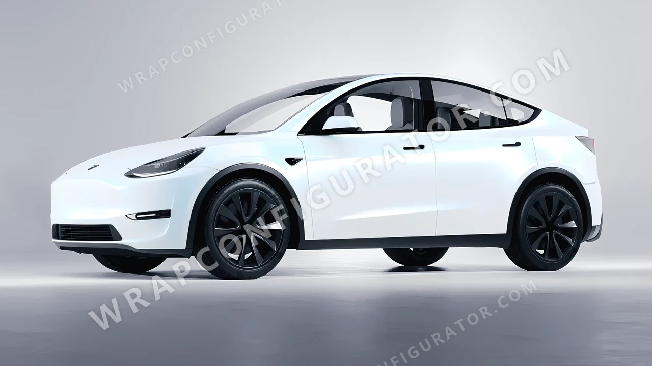 White Tesla Model Y 2020 wrapped in KPMF Matt Pacific Blue White Starlight K75576