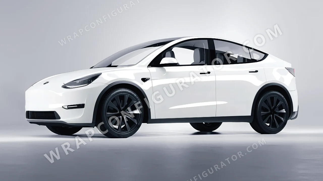 White Tesla Model Y 2020 wrapped in ORACAL White 970RA-010G