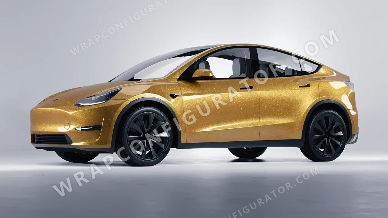 Yellow Tesla Model Y 2020 wrapped in Avery Dennison Amber SW900-221-D